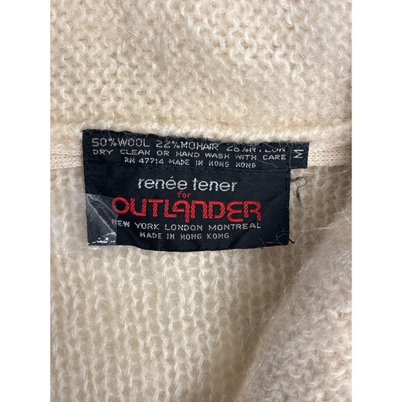 Vintage René Tener for Outlander Wool Mohair Cardigan – Cream Shawl Collar, Made - Picture 3 of 6